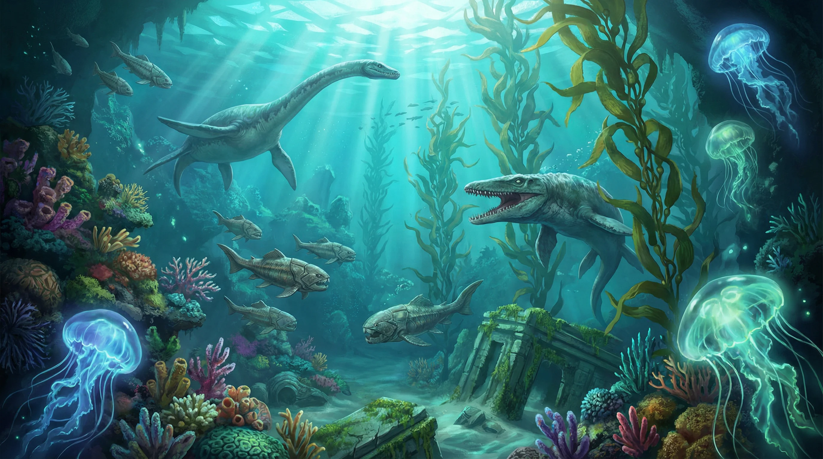 史前深海中的远古海兽，侏罗纪棋牌探险营 王者棋牌 摄影展作品